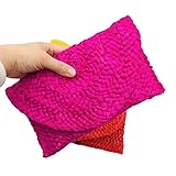 Korbtaschen Damen Frauen Mode Klappe Umschlag Taschen Sommer Strand Tasche Handgemachte Brieftasche Stroh Gestrickte Handtasche Dame Münze Telefon Lange Geldbörse Kupplungen 1PC Strohtaschen Damen (C