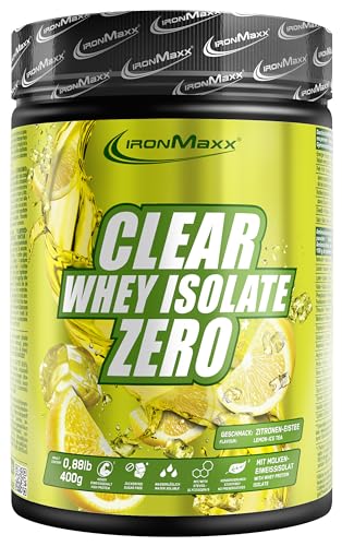 IronMaxx Clear Whey Isolate Zero - Lemon Ice Tea 400g Dose | wasserlösliches Eiweisspulver | Protein Limonade mit fruchtig-erfrischendem Geschmack | Laktosefreies Clear Protein
