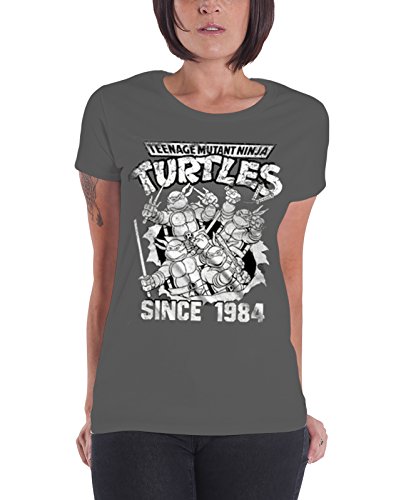 Officially Licensed Merchandise TMNT - Distressed Since 1984 Women T-Shirt (D.Grey), Large
