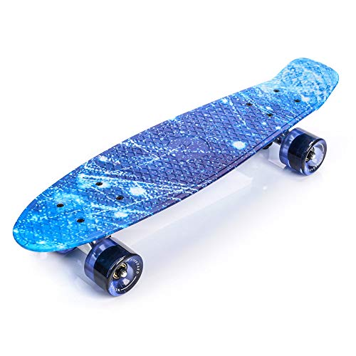 meteor Skateboard Kinder - Mini Cruiser Kickboard - Skateboard mädchen Rollen Board - Kunststoff Skateboards Deck - Retro Skateboard Jungen Mini Board - Skateboard Kinder miniboard (B-Galaxy)