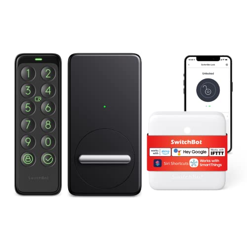SwitchBot WiFi Smart Lock mit Keypad, smartes Türschloss, elektronisches intelligentes Türschloss für das Schlüssellose Öffnen, Schließen der Tür per Zutrittscode, App, Alexa und Google Assistant