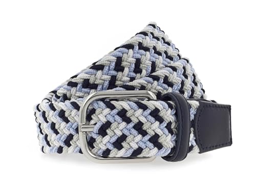 Vanzetti Damengürtel, geflochtenes Textilband mit Leder, Breite: 3,5 cm, Hellblau, 100 cm