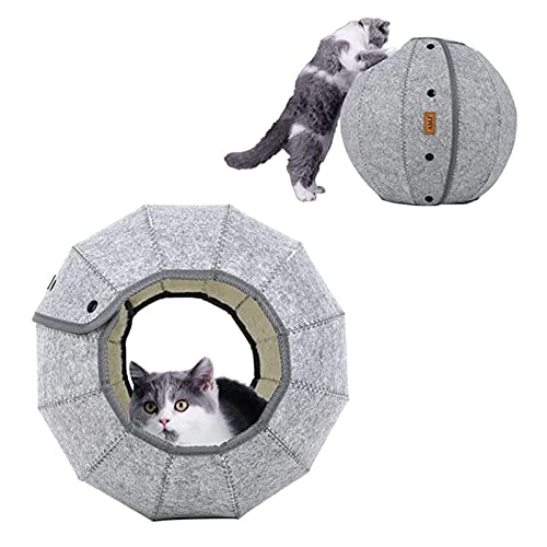 Katzenhöhlenbett, faltbares Katzenrohr, Katzenballtunnelspielzeug, 2-in-1-Katzenzelt, Kätzchenbett, Katzenzeltbetten i Freien, lustiger Haustierbedarf, grau