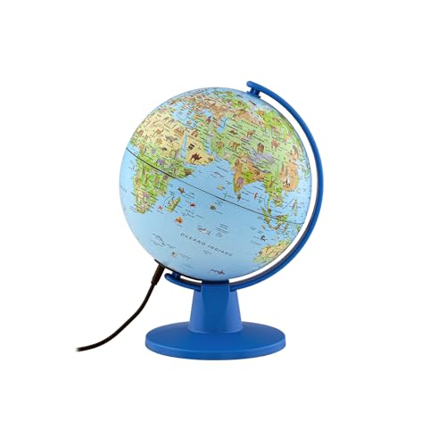Tecnodidattica – Kontinenti-Licht | Kleiner Globus für Kinder | Geographische Globus zum Montieren hell und drehbar | USB-Kabel | Politische Kartographie | Durchmesser 16 cm | Texte in italienischer