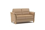 CAVADORE Leder 2er-Sofa Palera / Landhaus-Couch mit Federkern + massiven Holzfüßen / 149 x 89 x 89 / Leder Beige