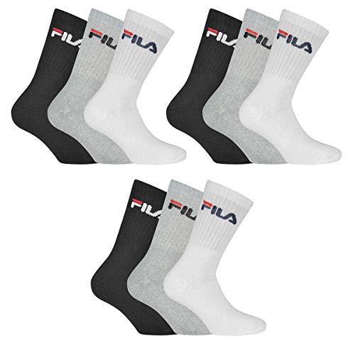 Fila 12 Paar Socken, Frottee Tennissocken mit Logobund, Unisex (4x 3er Pack) (Grau, 43-46 (9-11 UK))