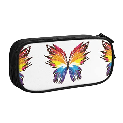 BAAROO Rainbow Butterfly Federmäppchen Fächer Stifteetui Box Multifunktionale Make-up-Tasche Halter Große Aufbewahrung Schreibwaren Organizer mit Reißverschluss für Büro Reisen, #967, 21x9.5x5cm