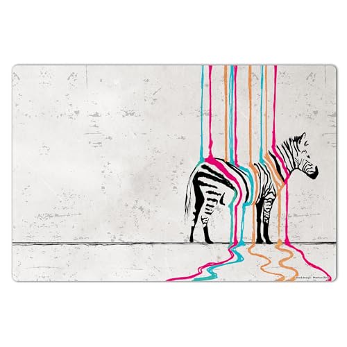 Schreibtischunterlage 60 x 40 cm, Zebra, Regenbogen, Farbe, Streifen, Schreibtisch-Matte aus hochwertigem Vinyl, Schreibunterlage, Modern Art, Made in Germany, BPA-frei | Design: “Streetart Zebra“