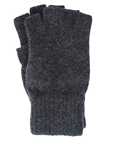 FosterNatur, Herren Handschuhe Fingerlos, 100% Wolle (Anthrazit, 8)