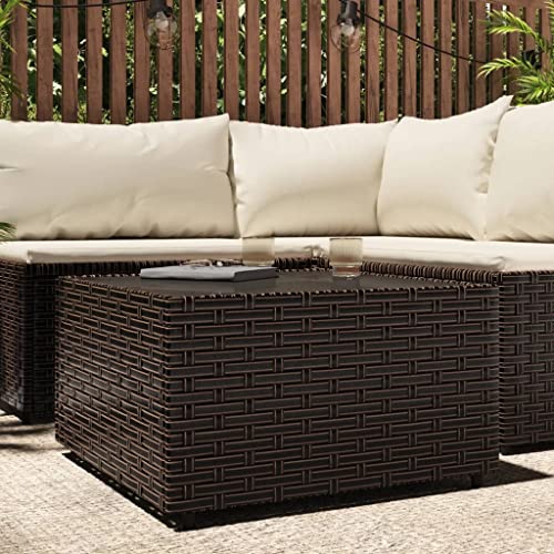 KTHLBRH Outdoor Tisch Balkontisch Gartenmöbel Tisch Terrassentisch Garten-Couchtisch Quadratisch Braun 50x50x30 cm Poly Rattan für Rasenflächen, Gärten, Terrassen