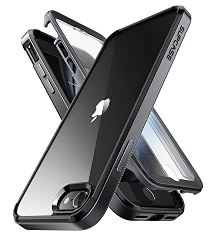SUPCASE 360 Grad Hülle für iPhone SE 2022/2020, Hartplastik Handyhülle Bumper Case Stoßfest Schutzhülle Cover für iPhone 8 / iPhone 7 [Edge XT] mit Displayschutz (Schwarz)