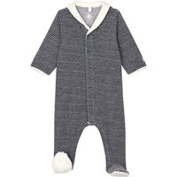 Petit Bateau Kinder Unisex A0522 Baby Matrosen-Schlafanzug aus Bio-Baumwoll-Velours, Smoking/Marshmallow, 3 Monate