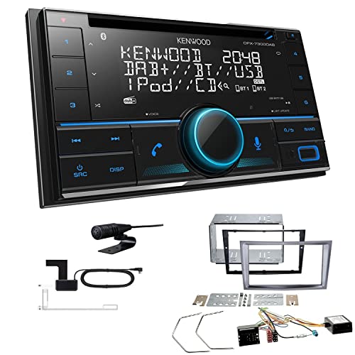 Kenwood DPX-7300DAB 2-DIN Autoradio mit Bluetooth Digitalradio DAB+ USB CD passend für Opel Astra H 2004-2010 Charcoal-metallic inkl Canbus