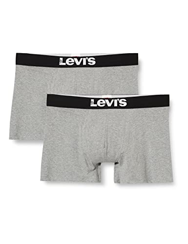Levi's Herren Levis Men SOLID Basic Boxer 2P Boxershorts, Grau (Middle Grey Melange 758), Medium (Herstellergröße: 020) (2er Pack)