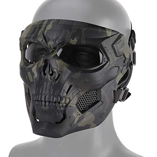 Will Outdoor Airsoft Schädel Vollgesichtsschutzmaske Airsoft Paintball CS Krieg, Halloween Maskerade Ball Maske