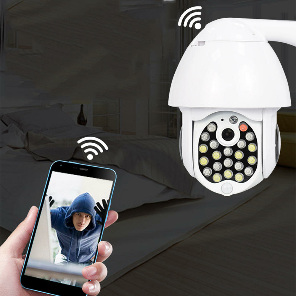 Bakeey 21 LED 1080P 5MP Dome Radarkamera Zwei-Wege-Audio Vollfarb-Nachtsichtgerät IP66 Wasserdichter WiFi-Haussicherheit