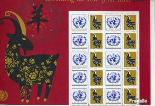 Prophila Collection UNO - New York 1444Klb Kleinbogen (kompl.Ausg.) postfrisch ** MNH 2015 Jahr des Schafes (Briefmarken für Sammler) Astrologie/Sternzeichen