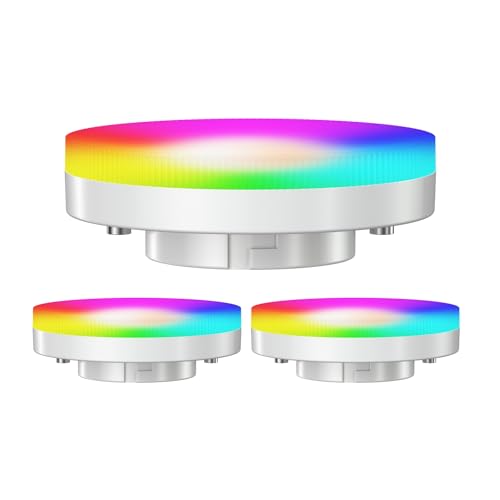 ledscom.de GX53 LED RGB Leuchtmittel, warmweiß - kaltweiß (2900-6100 K), 6,6 W, 670lm, 107°, Smart Home, WLAN, Alexa, matt, 3 Stk.