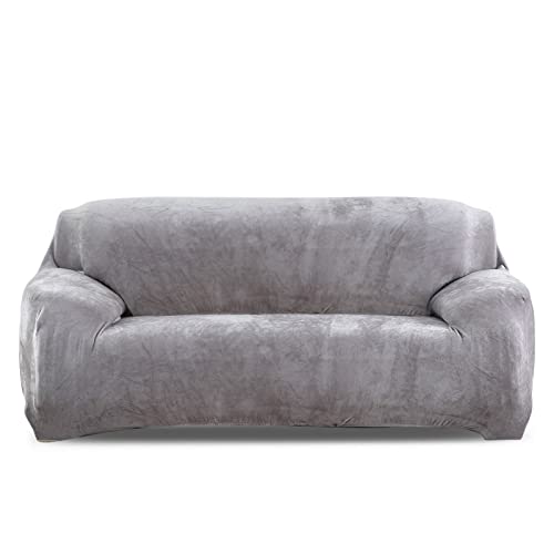 PETCUTE Sofabezüge Elastische 3 Sitzer Sofabezüge Dicke couchbezug Sofa Überwürfe Sofahusse Grau