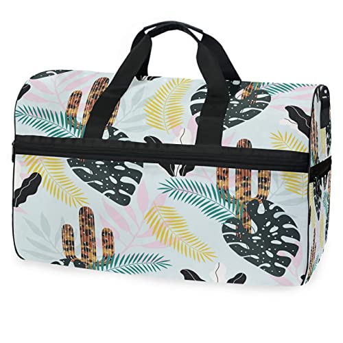 Kaktuspflanze Gras Tropisch Sporttasche Badetasche mit Schuhfach Reisetaschen Handtasche für Reisen Frauen Mädchen Männer