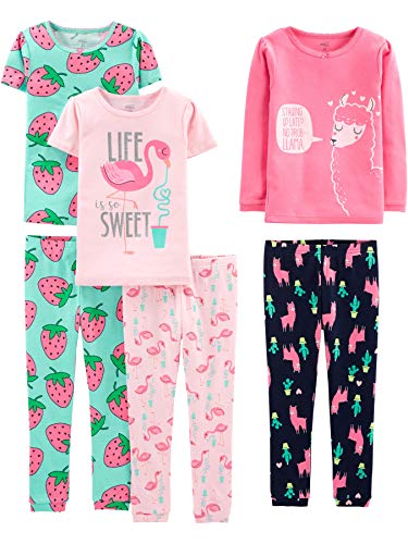 Simple Joys by Carter's Pyjama Pajama-Sets, Flamingo/Erdbeeren/Lama, US 5 (EU 104-110 cm)