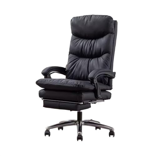 WAOCEO Bürostuhl Ergonomischer Computerstuhl, Haushalts-Chefstuhl, Liege-Bürostuhl, Drehstuhl, bequemer sitzender Gaming-Sitz for die Mittagspause Ergonomischer Schreibtischstuhl (Color : Schwarz)