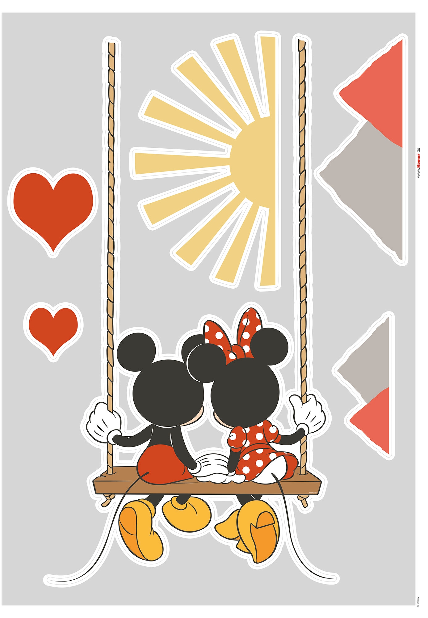 Komar Disney Wandtattoo Mickey Swing - 50 x 70 cm (Breite x Höhe) - 7 Teile - Deco-Sticker, Wandaufkleber, Wandsticker, Wanddeko, Kinderzimmer - 14093h