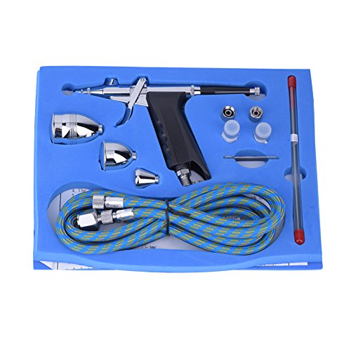 Gravity Airbrush Set mit 3 Tassen Verstellbarem Sprühbereich, Dicke, Zerstäubungsgröße, 0,3 mm Mehrzweck Gravity Spritzpistole Trigger Airbrush Set 166 AK für DIY Malerei, Sprühfarbe, Tätowierung