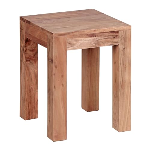 WOHNLING Beistelltisch Massiv-Holz Akazie 35 x 35 cm Wohnzimmer-Tisch Design dunkel-braun Landhaus-Stil Couchtisch Natur-Produkt Wohnzimmermöbel Unikat modern Massivholzmöbel Echtholz Anstelltisch