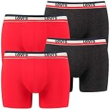 4 er Pack Levis Boxer Brief Boxershorts Men Herren Unterhose Pant Unterwäsche, Farbe:786 - Red/Black, Bekleidungsgröße:M