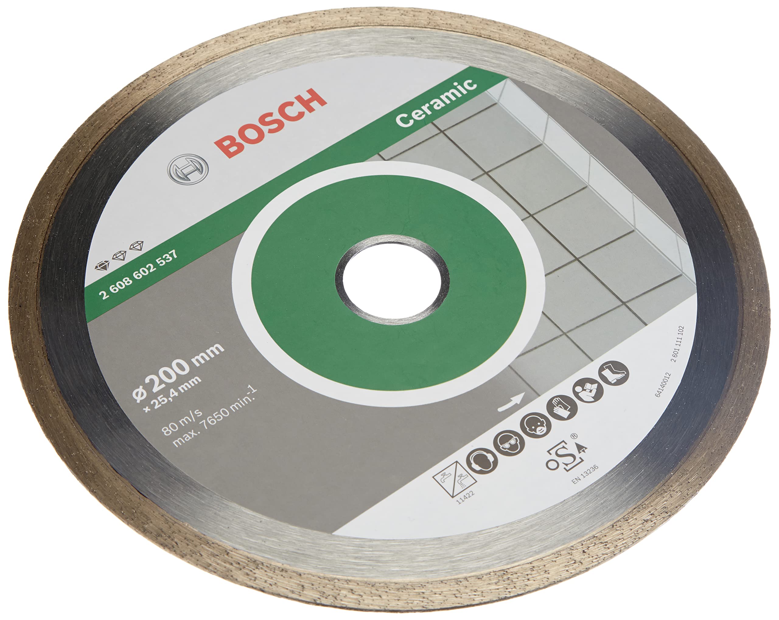 Bosch Accessories Bosch Professional 1x Diamanttrennscheibe Standard for Ceramic (für Stein, Keramik, Fliesen, Marmor, Ø 200 x 25,40 x 1,6 x 7 mm, Zubehör für Fliesenschneider)