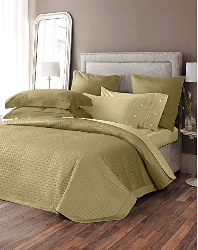 Evergreenweb ✅ Elegante Tagesdecke 220x270 cm, aus 100% natürlicher Baumwolle Steppdecke - Perfekt als Sommerdecke oder Frühlingsdecke – Hypoallergen, Ideal für jedes Bett | ISEO Sand