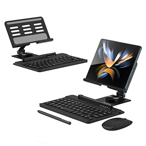 LiLiTok Galaxy Z Fold 4/Fold 3 Tastatur+Bluetooth Maus+Stift+Drehbarer Tastaturständer Kompatibel für Samsung Galaxy Z Fold 4/Fold 3 Tastatur und Maus Set mit Stift + Ständer (Schwarz)