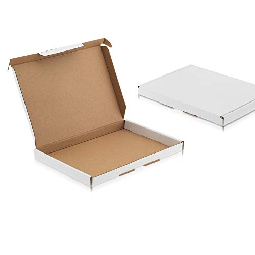 WPTrading - 100 Stück Großbriefkarton DIN A4 350 x 250 x 20 mm 1-wellig weiß - Faltkarton mit Steckverschluss für Warenversendung - Großbrief Paket Versandkarton groß - Karton Versandverpackung