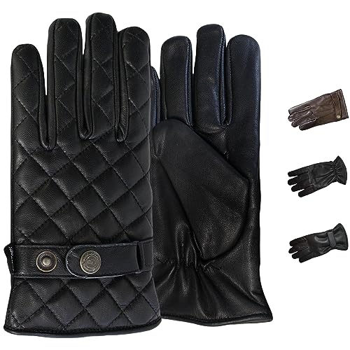 German Wear Herren Lederhandschuhe Lammnappa Handschuhe echtleder winter Handschuhe, 10=XL Handumfang 26cm, TrendGL-7 Schwarz