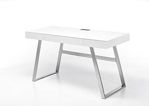 Robas Lund, Schreibtisch, Computertisch, Aspen, Edelstahl/matt weiß, 60 x 140 x 75 cm, 40129MW2