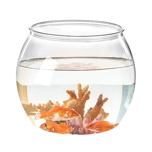 Kleine Goldfisch-Aquarien – dekorativer Fischbehälter für Goldfische | klare, runde Aquariumschalen – Betta- und Tafelvase, geeignet für Zuhause, Wohnheim, Wohnzimmer