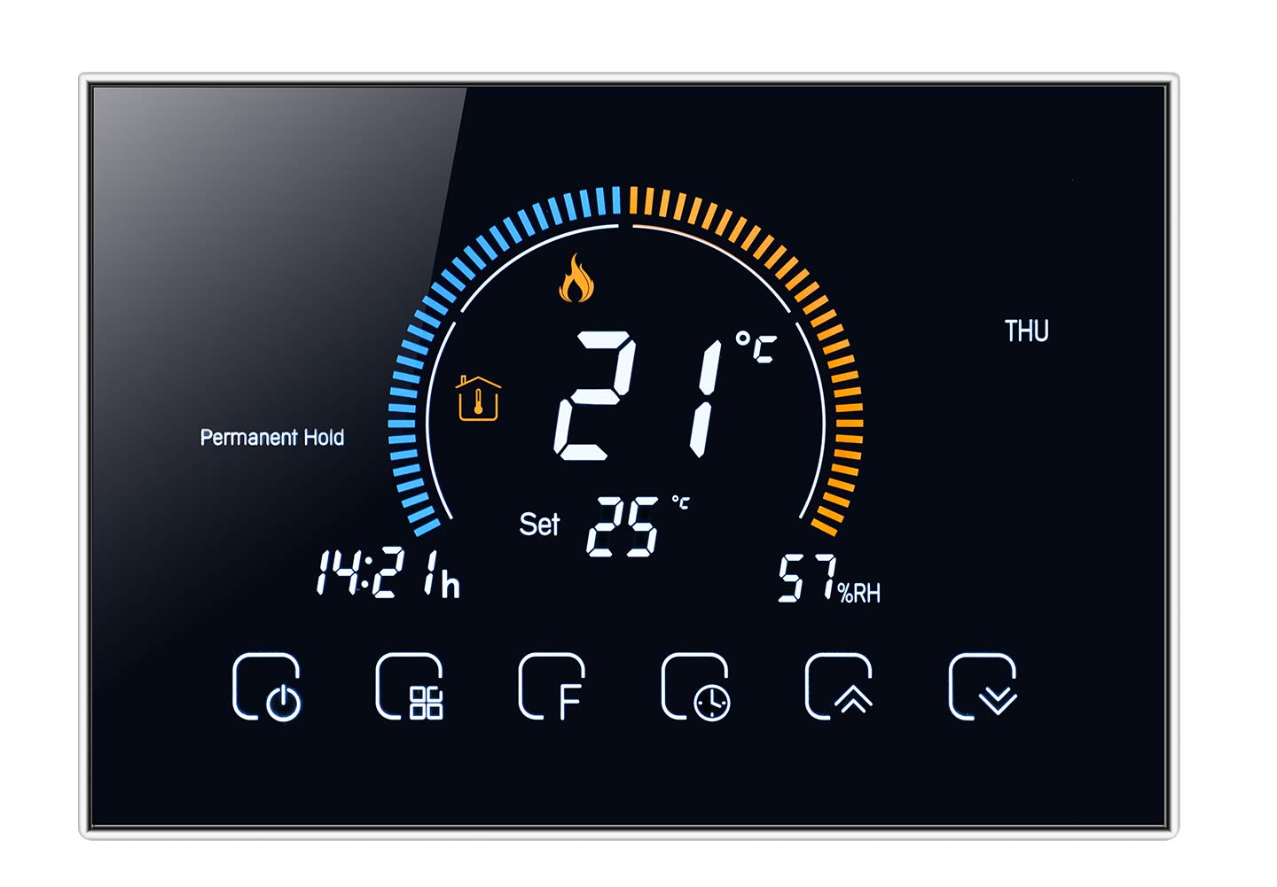Qiumi Smart Wifi Thermostat Anzeige Wetter, UV-Index, Luftfeuchtigkeit,für individuelle Gas- / Wasserkesselheizung Kompatibel mit Alexa Google Home,Trockenkontakt 5A 95~240V(Wandmontage)