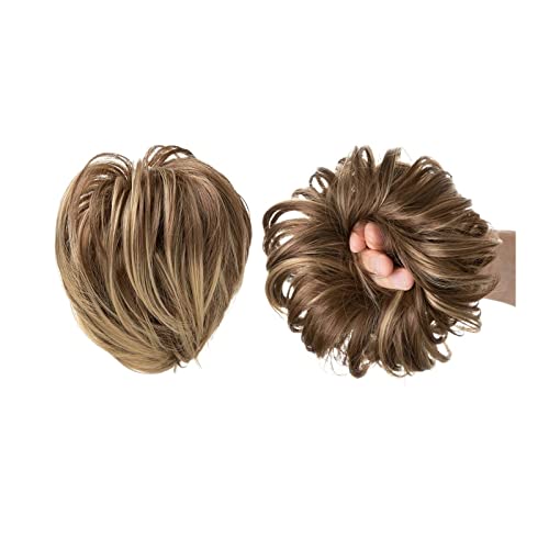 Haarteil Gerade Haarteile Brötchen, synthetisches, schlampiges Brötchen, mit elastischem Gummiband, Pferdeverlängerung für Frauen, Haarzubehör, Brötchen, Haarteil (Farbe: 10H24)