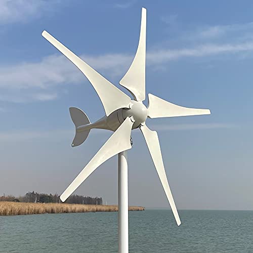 600W Windturbine mit 5 Flügeln 12V 24V 48V Windkraftanlage mit MPPT Regler geräuscharm Windgenerator für Zuhause (48V mit Controller)