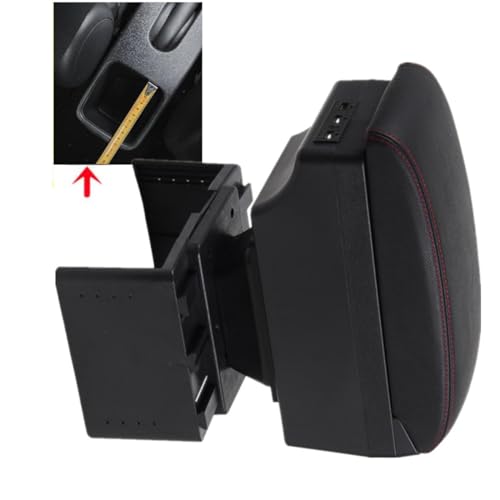 QCALAZ Für Opel Agila Armlehne Auto Armlehnenbox Innenraum USB- Inhalt Aufbewahrungsbox-Zubehör (A1 rote Linie kein USB)