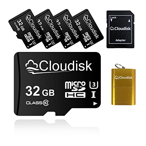 Cloudisk 5pack 32GB Micro SD-Karte Class10 USH-1 mit MicroSD-Adapter + Speicherkartenleser, Massenverkauf