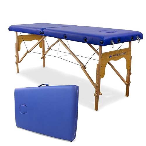 Mobiclinic, Klappbare Physiotherapie-Liege, CM-01 BASIC, Europäische Marke, Tragbar, Holz, 180x60 cm, Blau