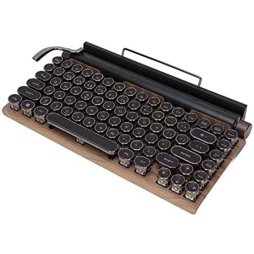 Bewinner Mechanische Tastatur, Blueteeth 5.0 Gaming Tastaturen Kabellos 83 Tasten Retro Verschleißfest 2000mA Einstellbare Helligkeit Retro Schreibmaschinentastatur für Win 10, für OS und für Android