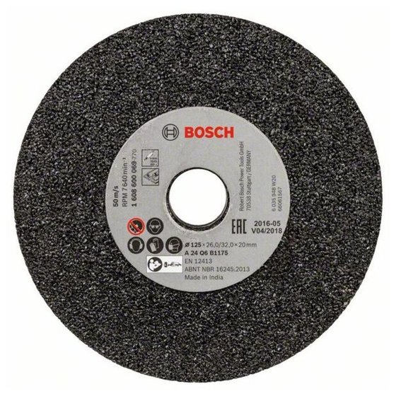 Bosch Accessories 1608600069 Schleifscheibe für Geradschleifer 125 mm, 20 mm, 24 Ø 125 mm Körnung 24 1 St.