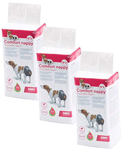 36er Sparpack Hundewindel Einwegwindel Hunde Comfort Nappy Größe 3 (Taillenumfang: 34-48 cm)