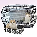 Necoichi Stressfreier Katzenkäfig (Tragetasche) Katzentoiletten-Set, zusammenklappbar, für 2 Katzen, 80,8 cm L x 11,4 cm B x 50,8 cm H, für Indoor-Katzen, kleine, mittelgroße und große Katzen