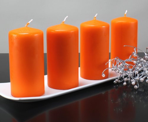 Kerzen Safe Candle Markenkerzen Adventskerzen Stumpenkerzen 120/60 mm mandarine orange, 12 Stk.