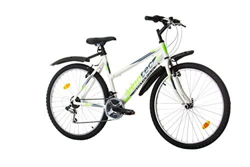 Multibrand PROBIKE 6th Sense 26 Zoll Mountainbike ALU Shimano 18 Gang, Mädchen-Fahhrad & Damen-Fahhrad geeignet ab 155 cm - 175 cm (Weiß Grün)