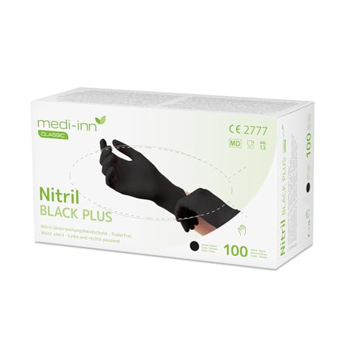 Medi-Inn Nitril black plus Einweghandschuhe Größe S | 1000 Stück | Nitrilhandschuhe schwarz in praktischer Spenderbox | puderfrei & latexfrei